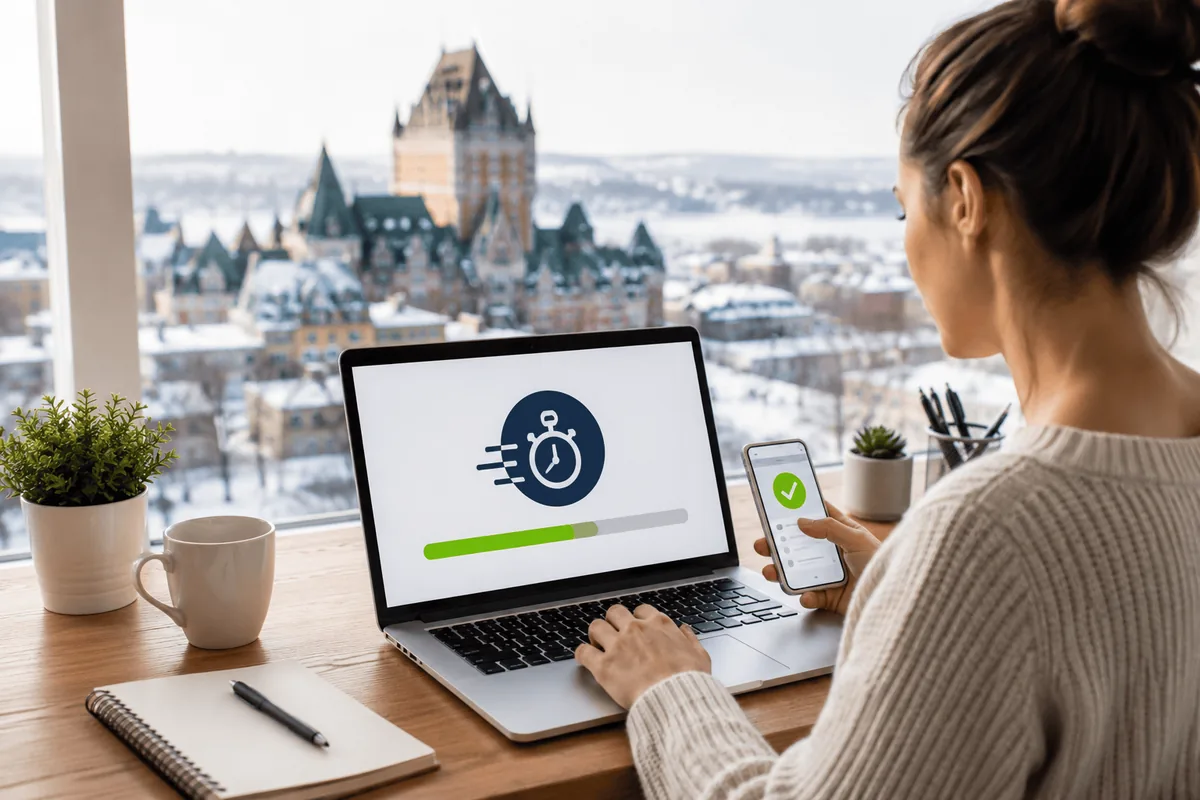Cliente qui remplit une demande de prêt express en ligne au Québec